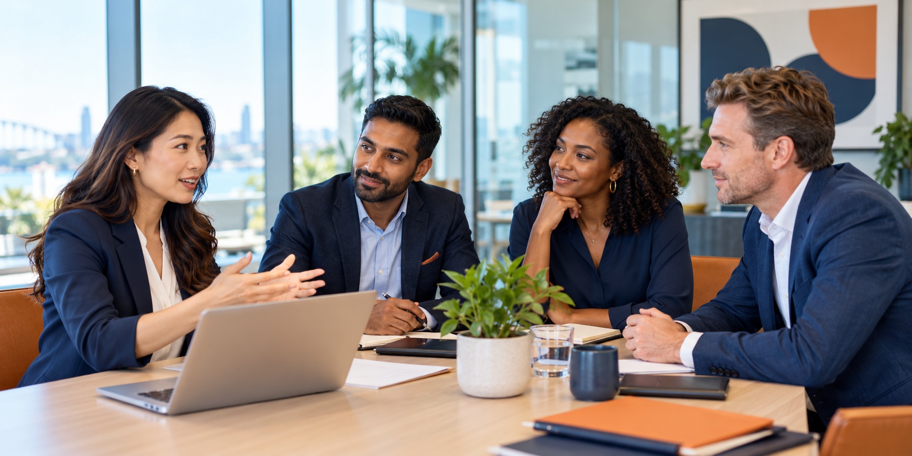 A diverse team discussing their hiring plans