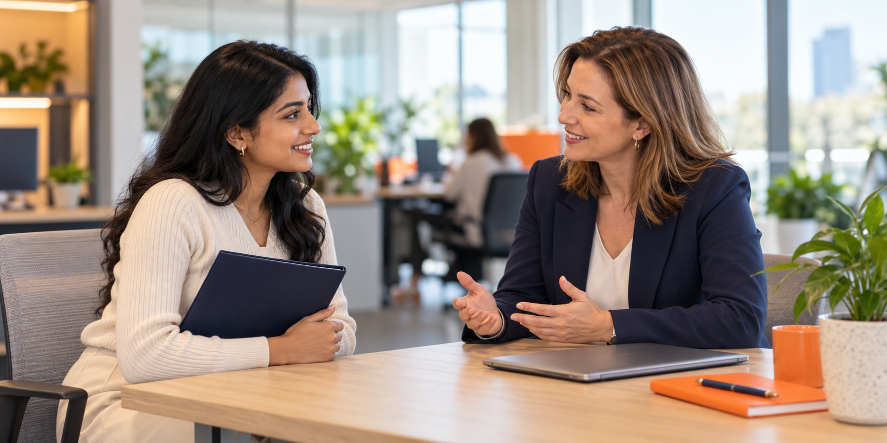 A job seeker speaking with a career adviser